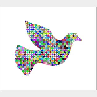 Dove in multicoloured mosaic design Posters and Art